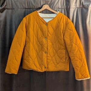 Mustard Yellow Double Sided Quilted Sherpa Puffer